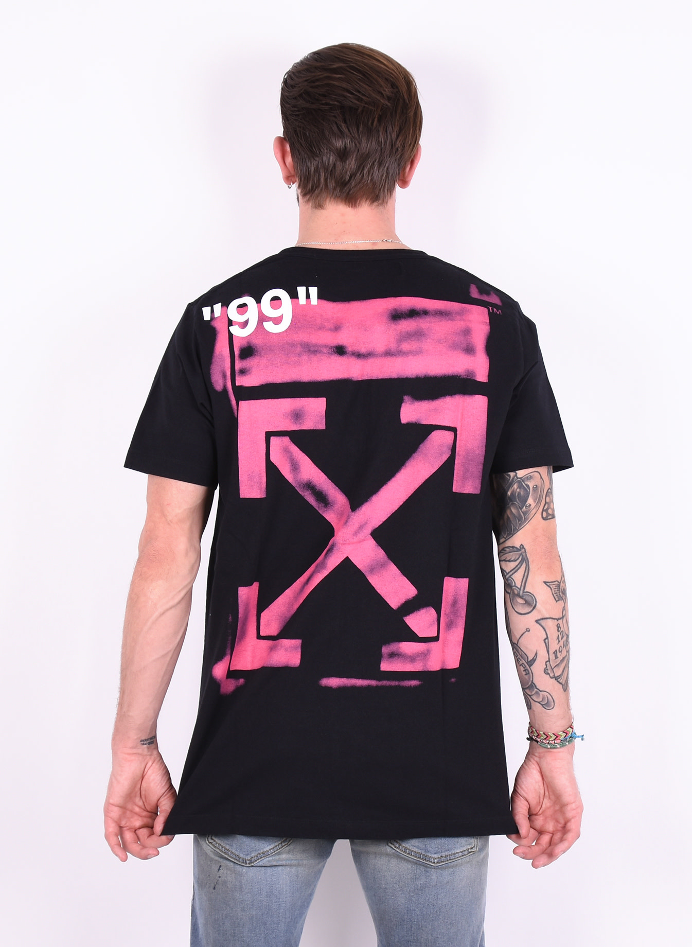 off white shirt black and pink