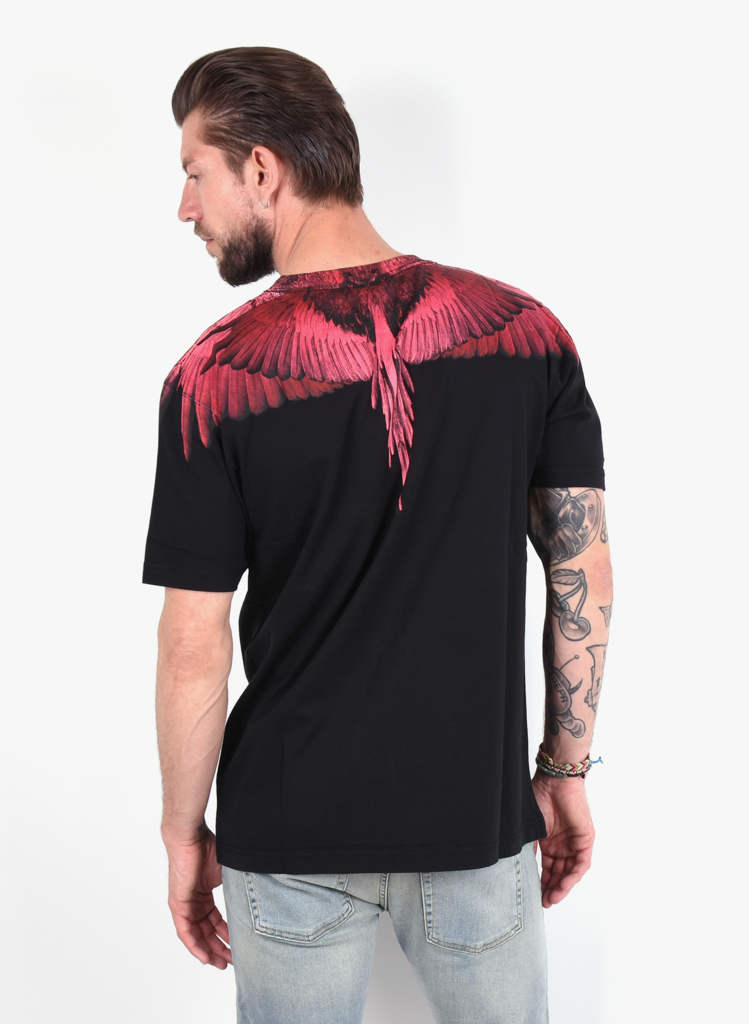 Marcelo Burlon 'Wing' T-Shirt Black Fuchsia - Mensquare