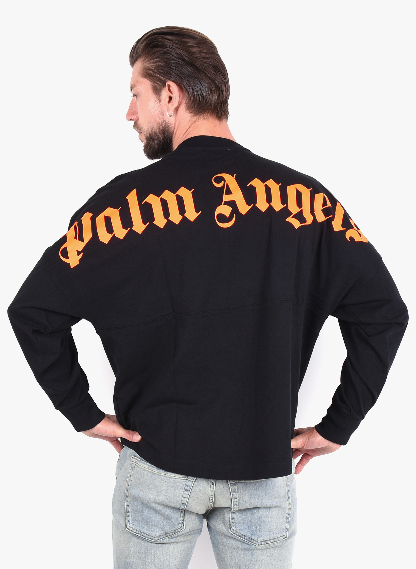 black and orange palm angels shirt
