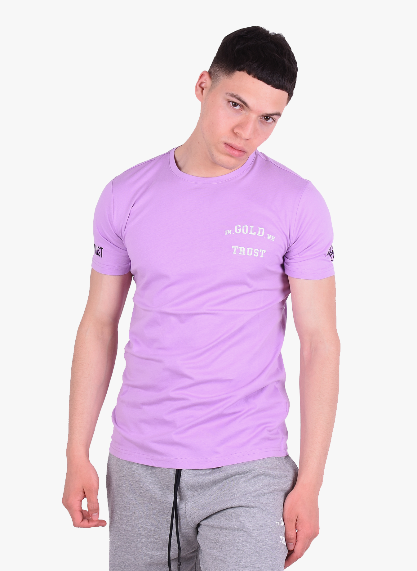 In Art We Trust T Shirt In Gold We Trust 'Logo' T-Shirt Purple - Mensquare