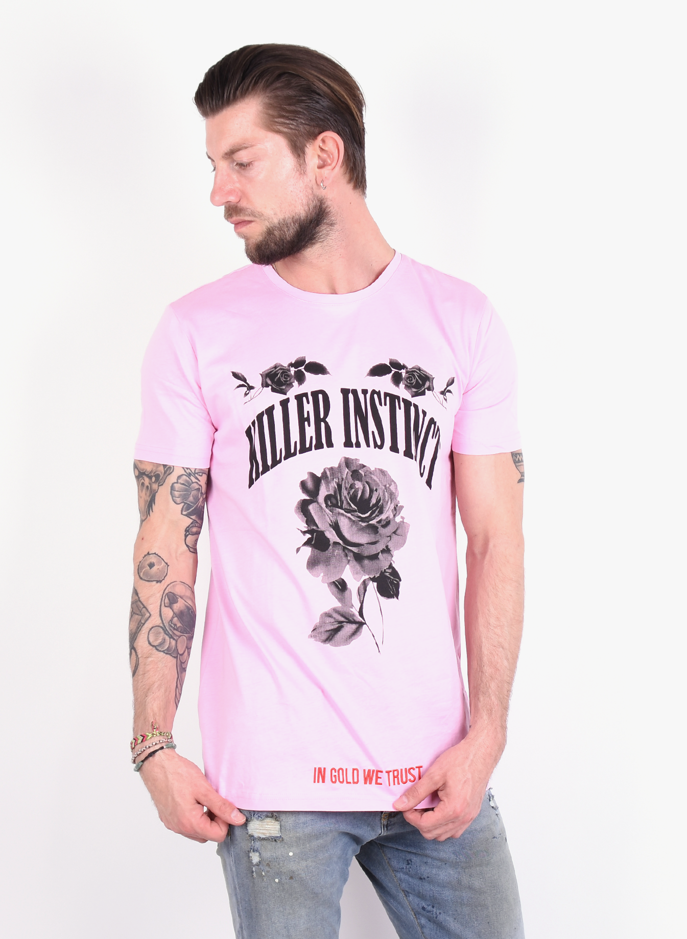In Art We Trust T Shirt In Gold We Trust 'Killer Instinct' T-Shirt Pink - Mensquare