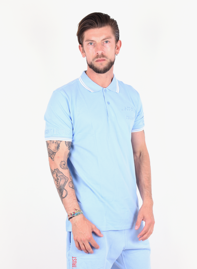 In Gold We Trust Polo Light Blue - Mensquare
