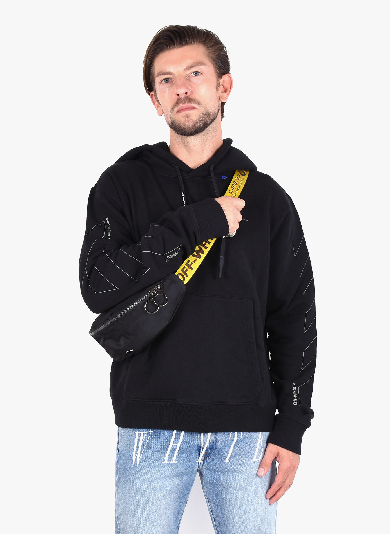 off white unfinished hoodie white