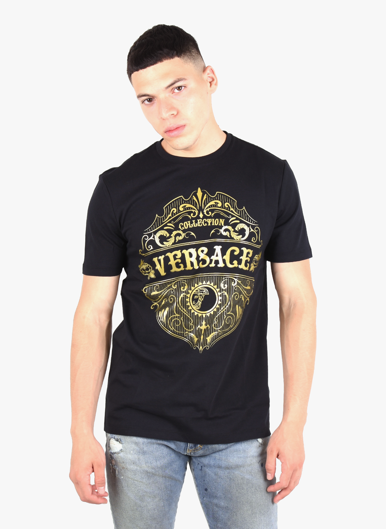 Versace Collection 'Front Logo' T-shirt Black Gold - Mensquare