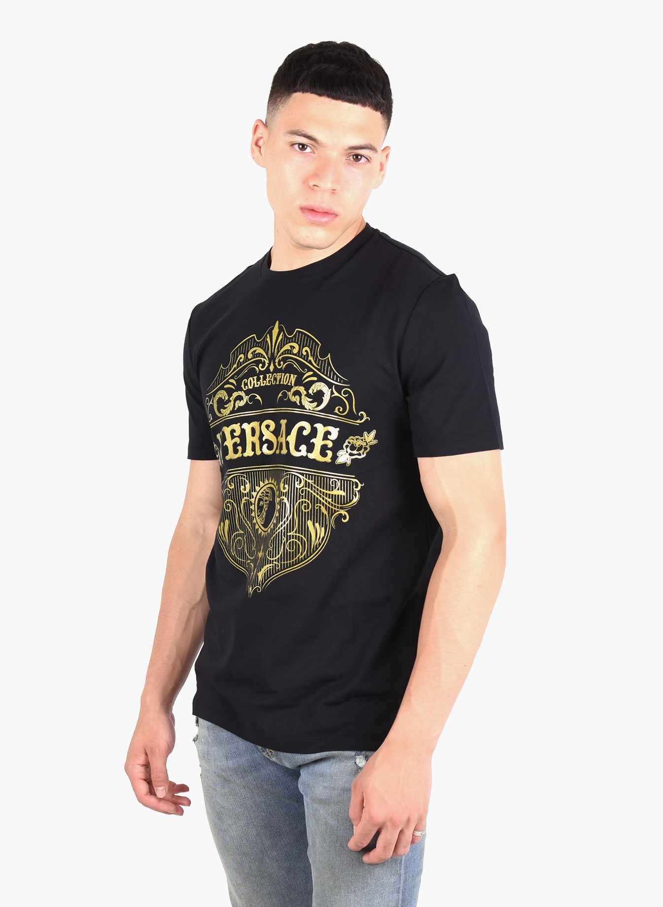 Versace Collection 'Front Logo' T-shirt Black Gold - Mensquare