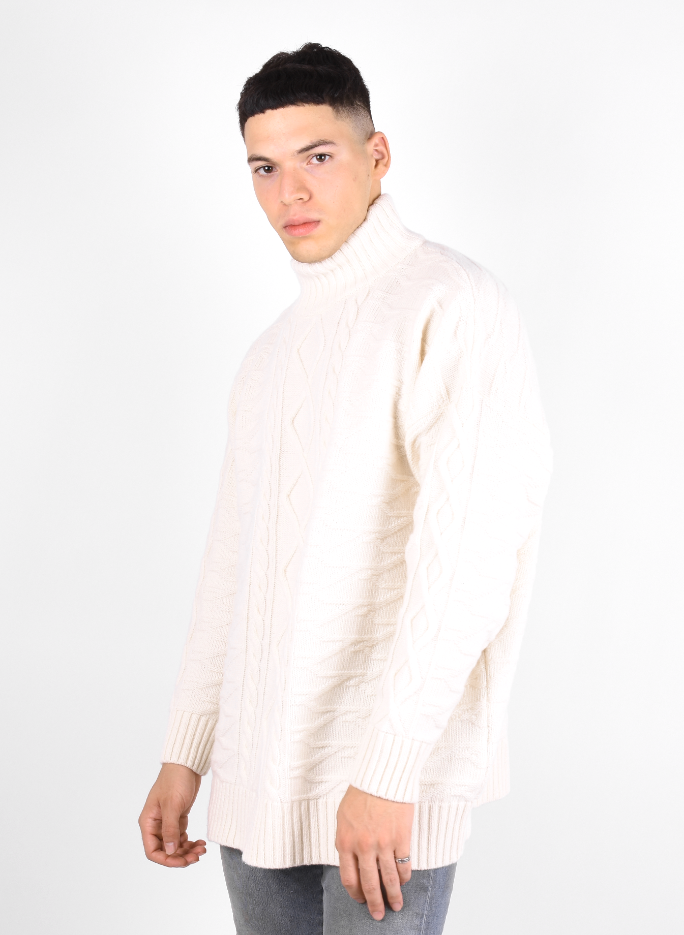 Represent 'Gallagher' Sweater White Ivory FW19 - Mensquare