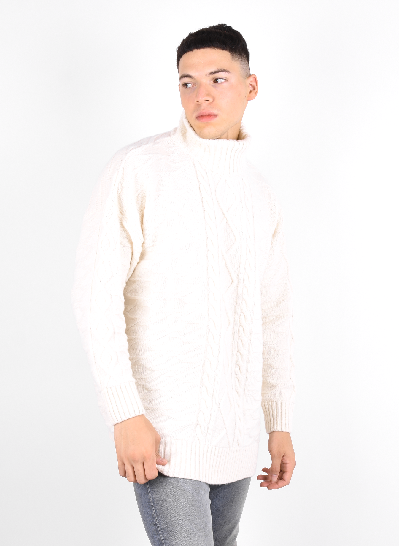 Represent 'Gallagher' Sweater White Ivory FW19 - Mensquare