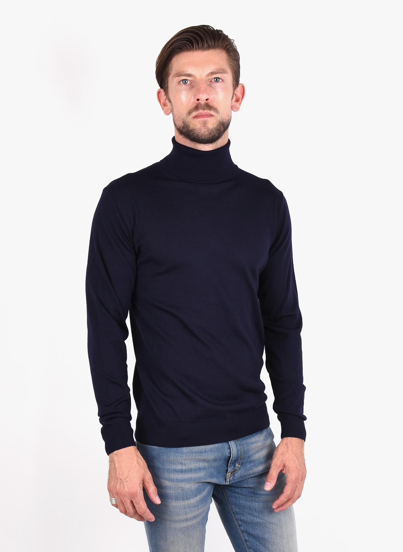 Daniele Fiesoli 'Merino Turtle Neck' Sweater Dark Blue - Mensquare