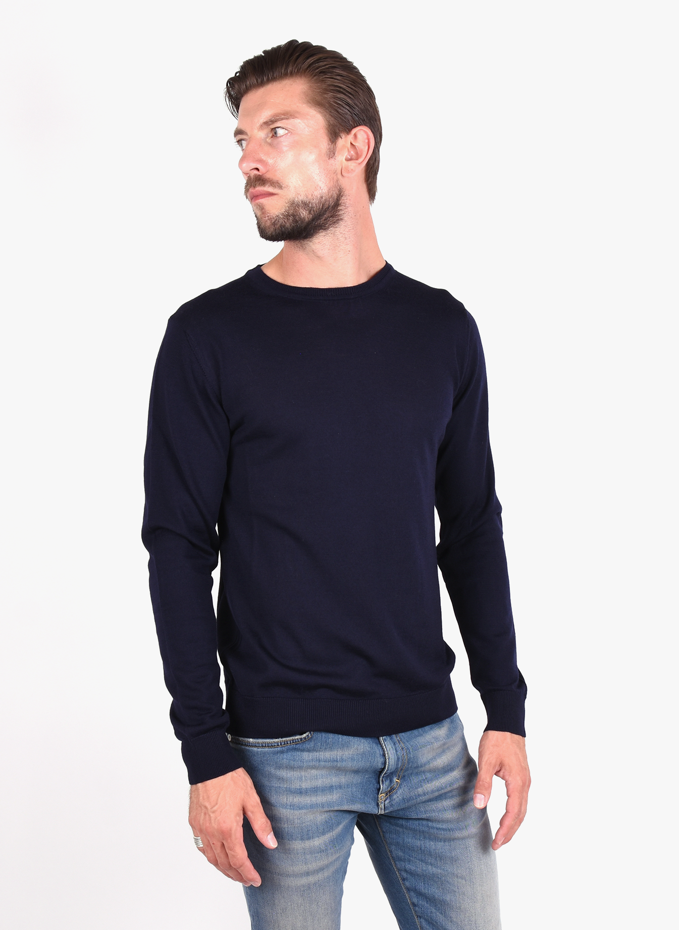 Daniele Fiesoli 'Extra Fine Merino' Sweater Dark Blue - Mensquare