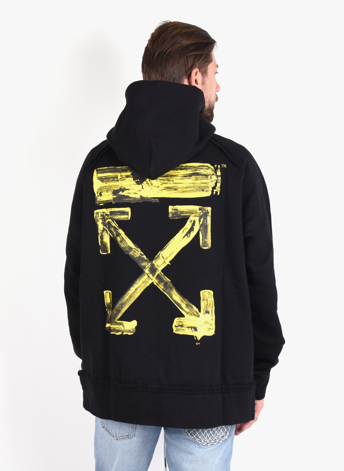 black and yellow off white hoodie