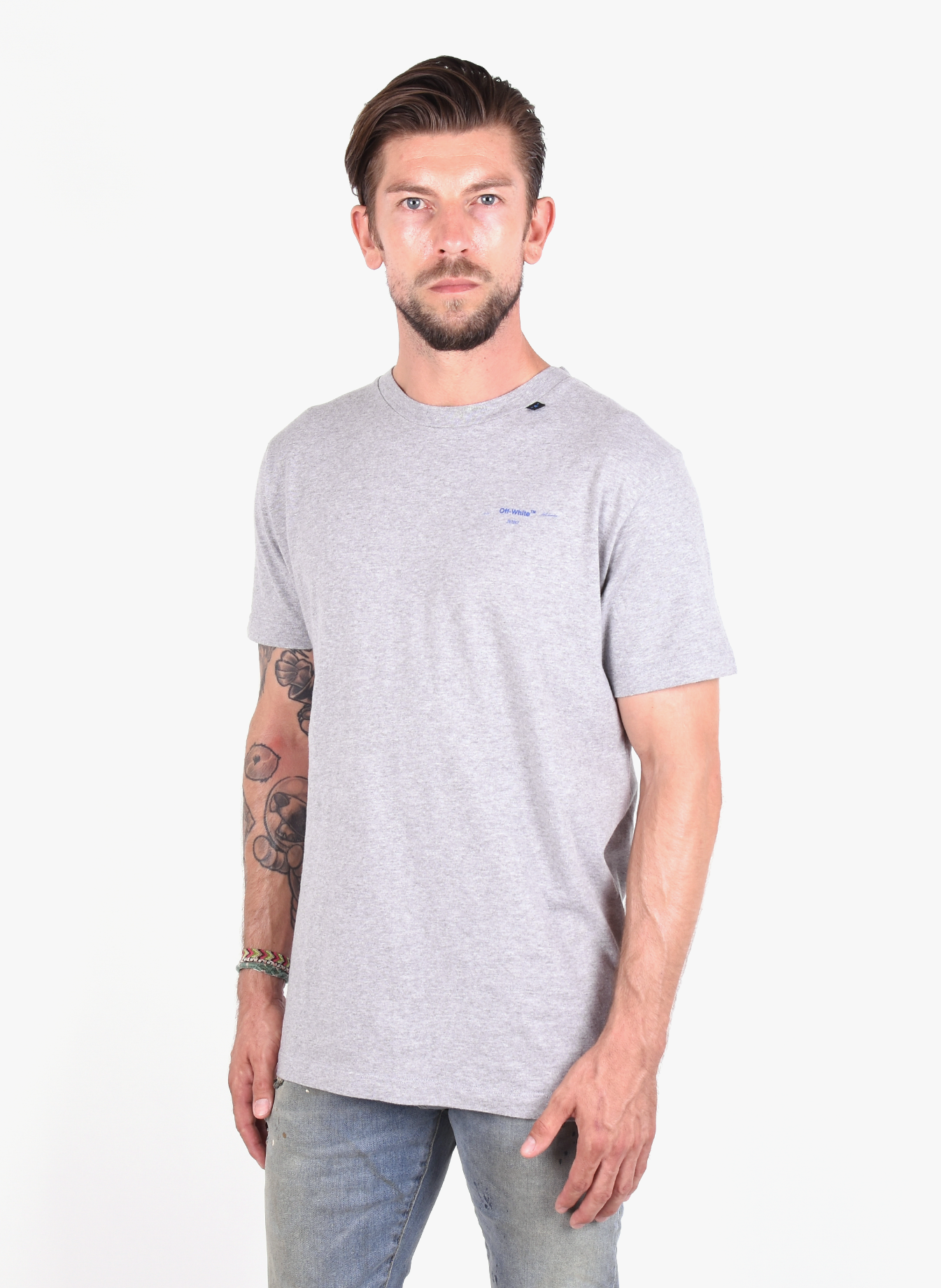 Off-White 'Acrylic Arrows' Slim T-Shirt Grey Blue - Mensquare