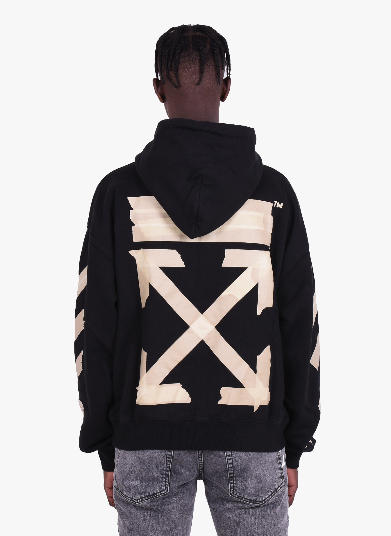 black diagonal arrows logo hoodie