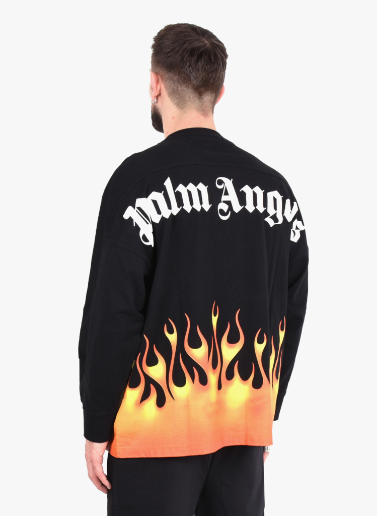 Palm Angels 'Burning Logo' Over longsleeve Black - Mensquare