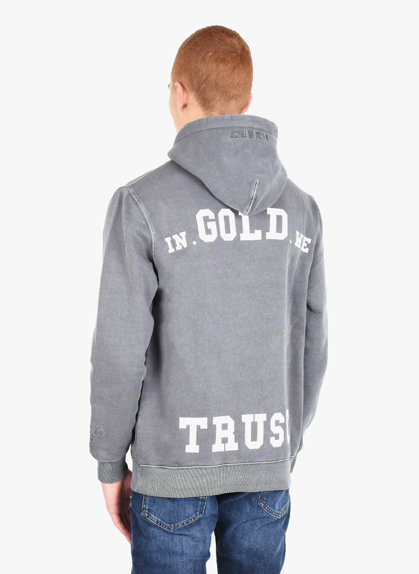 in gold we trust hoodie grey