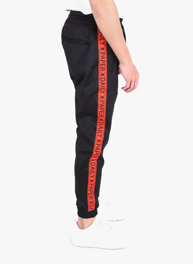 daily paper black tape logo track pants