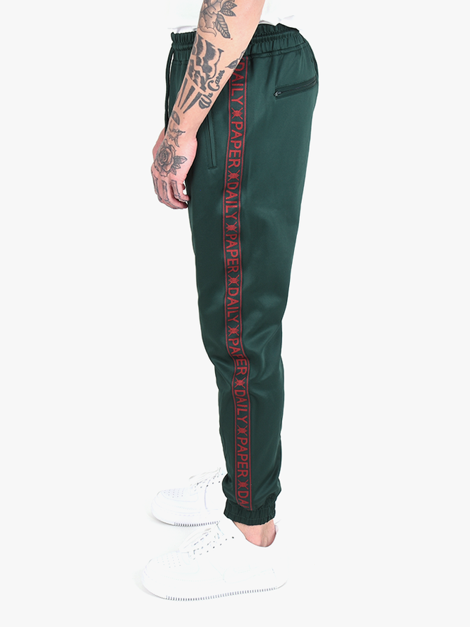 green tape logo track pants