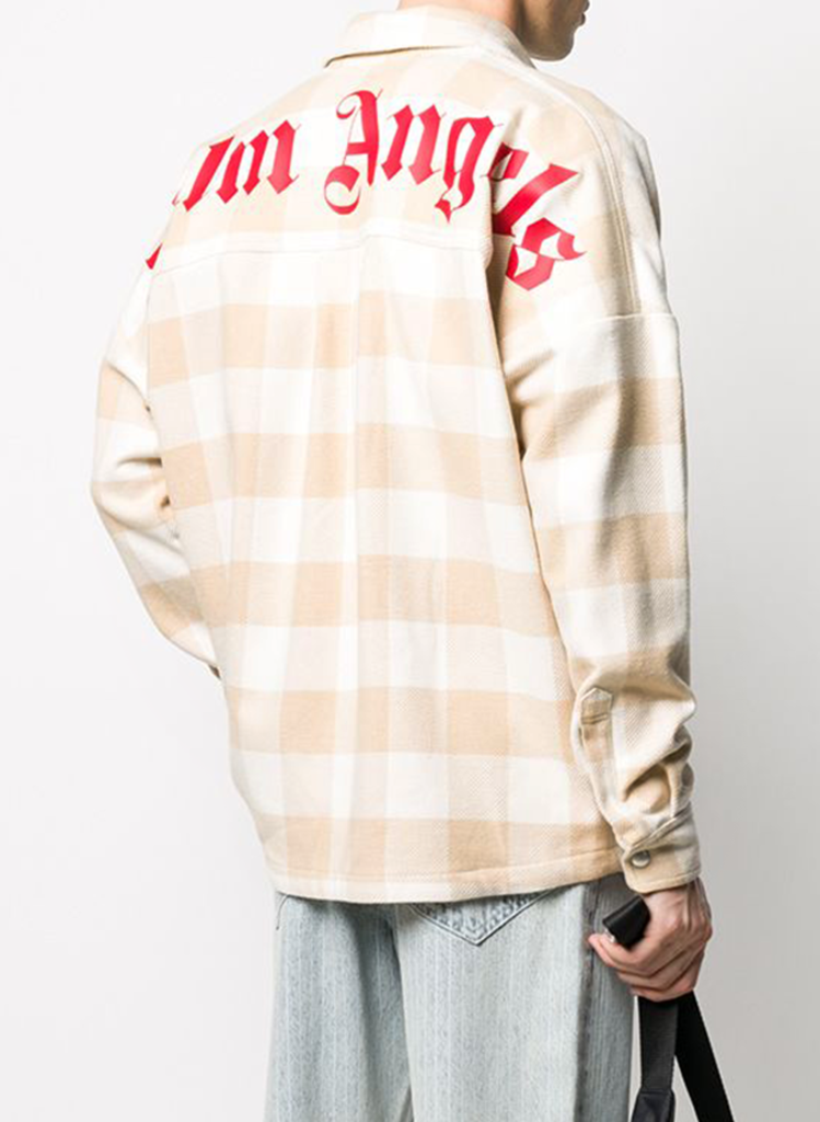 palm angels checked shirt beige