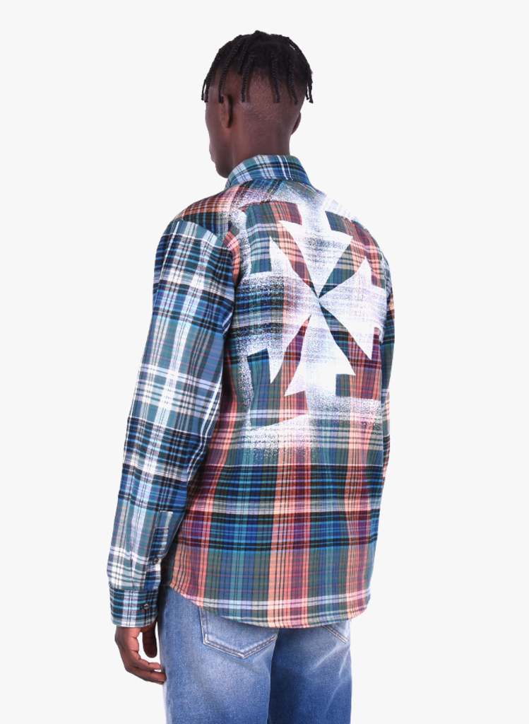 off white stencil flannel
