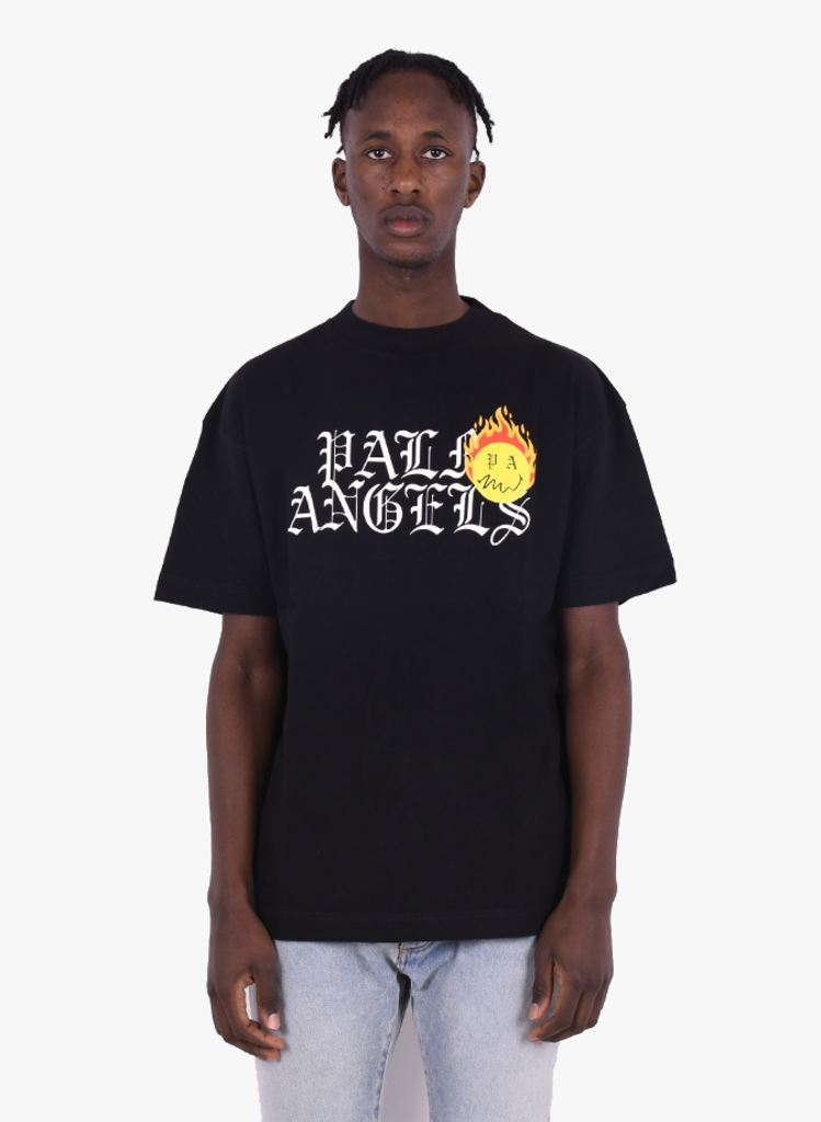 Palm Angels BURNING HEAD LOGO TEE 黒 LTシャツ/カットソー(半袖/袖なし)