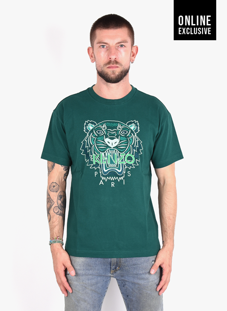 hoek Geelachtig grafisch Kenzo Paris 'Tiger' Skate Fit T-Shirt Pine Groen Wit - Mensquare
