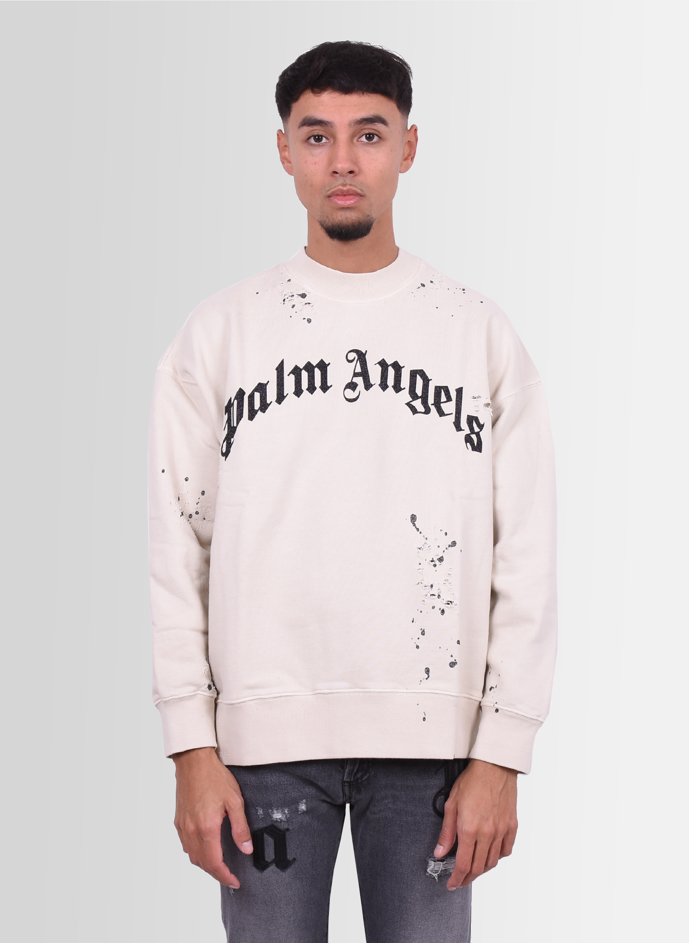 Palm Angels 'GD Glittered Logo' Crewneck Off-white FW22