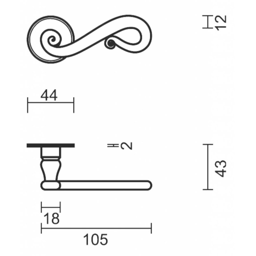 Manilla Pro Romana Hierro Rond R+NO KEY-5