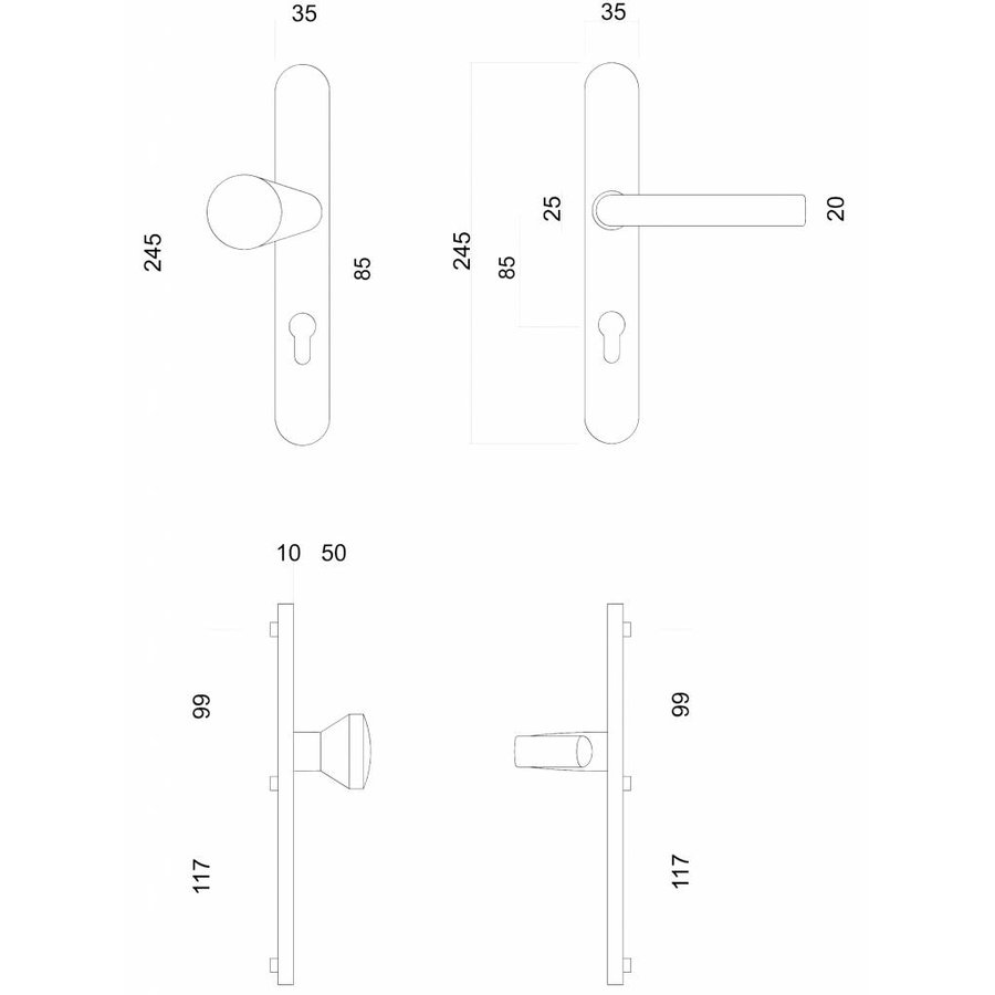 Accesorios de Seguridad HDD Manilla+Botón Óxido AX 92MM-2