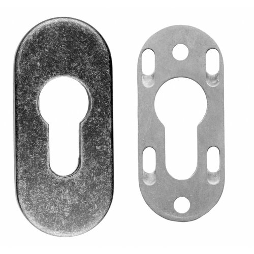 Placa del Cilindro de Seguridad HDD Ovalada Plata Vieja  A= 6MM 