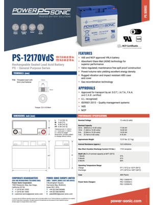 Power-Sonic PowerSonic Battery