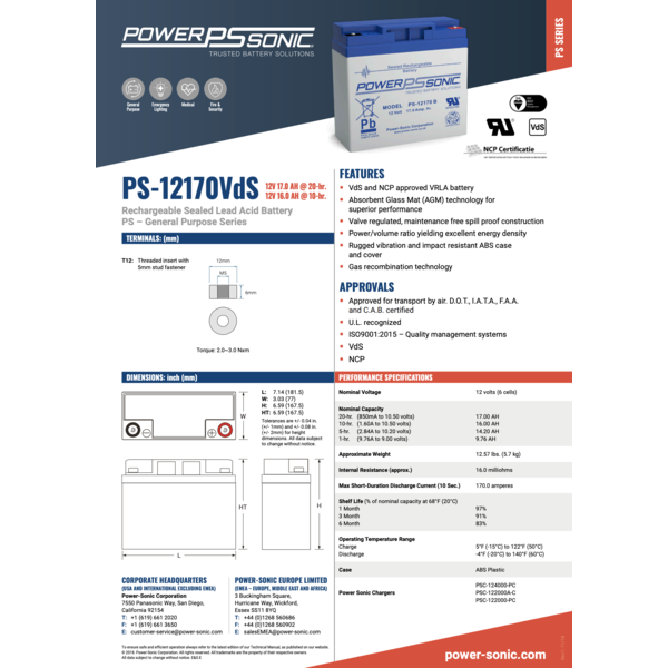 Power-Sonic Bateria PowerSonic