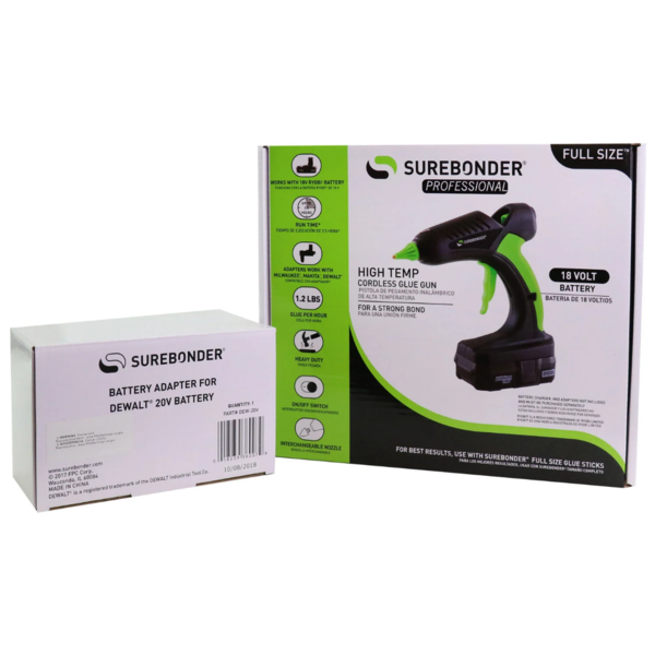 Surebonder Surebonder Cordless Glue Gun 185°C with DeWalt battery adapter