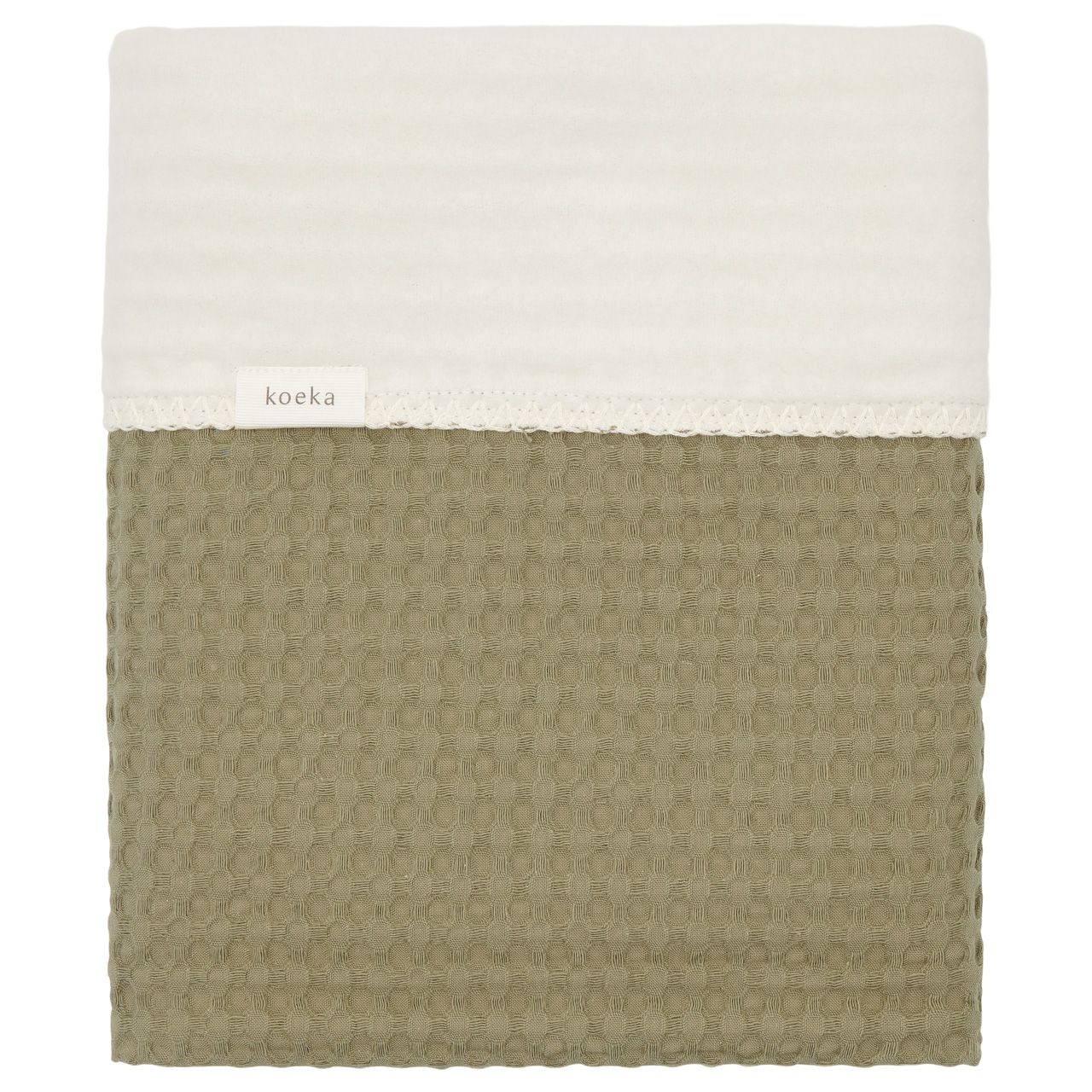 KOEKA Deken cotton fleece wafel moss