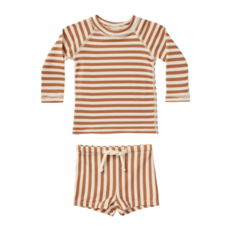 QUINCY MAE Finn rashquard set clay stripe