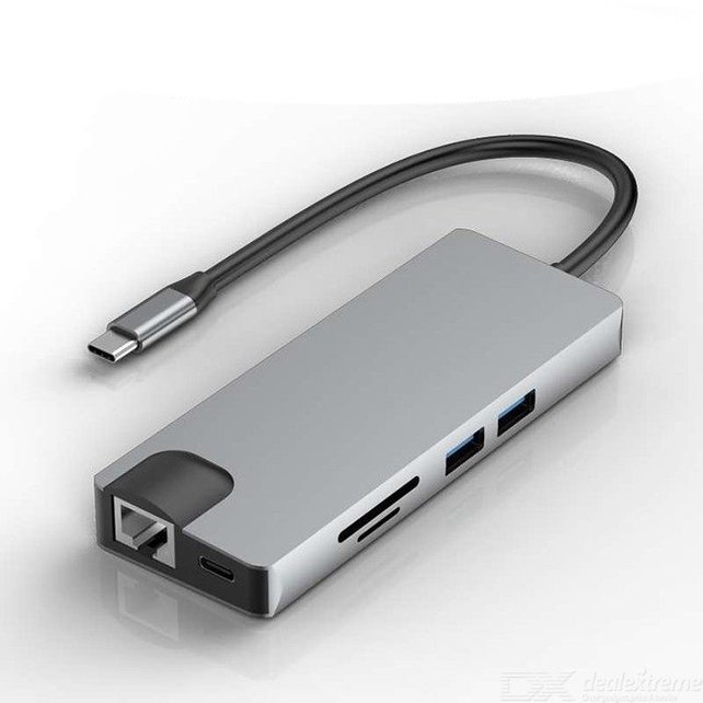 9-in-1 USB-C-hub, multifunctionele USB3.1 Type-C naar USB Type-C SD Micro SD RJ45-converteradapter