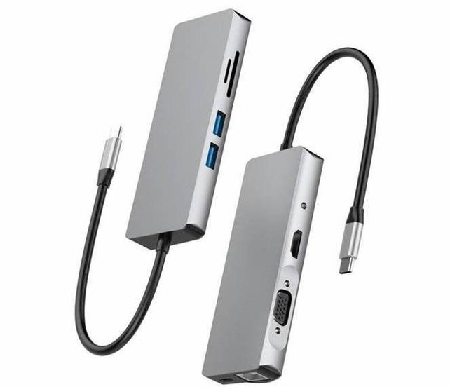 9-in-1 USB-C-hub, multifunctionele USB3.1 Type-C naar USB Type-C SD Micro SD RJ45-converteradapter