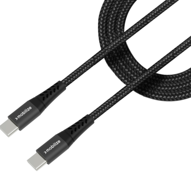 Mobilize Strong Nylon Cable USB-C to USB-C 1m. 100W Black