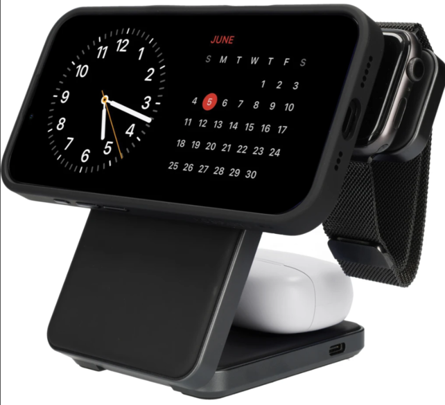 Mobiparts Foldable Wireless 3 in 1 Charger 15W Triangle Aluminum