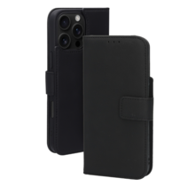 Mobiparts Leather Wallet Case Apple iPhone 16 Pro Max Black (MagSafe Compatible)