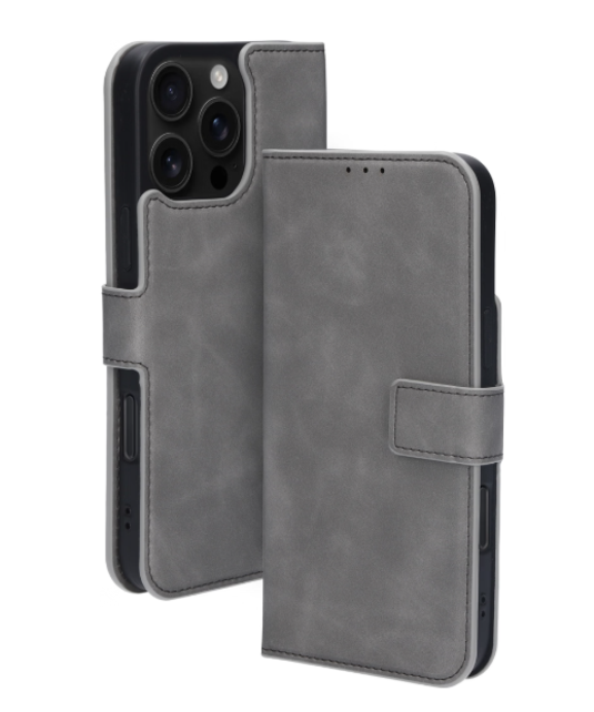 Mobiparts Classic Wallet Case Apple iPhone 16 Pro Max Granite Grey (MagSafe Compatible)