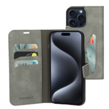 Mobiparts Classic Wallet Case Granite Grey Iphone 15 Pro Max