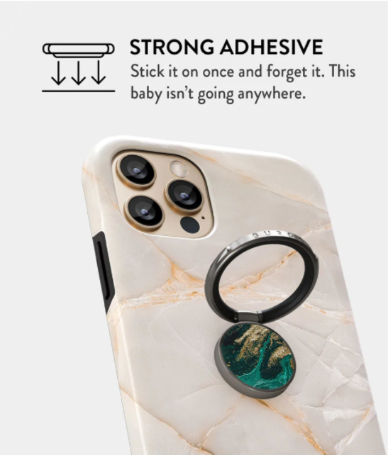 Burga Phone Ring Holder Gunmetal - Emerald Pool