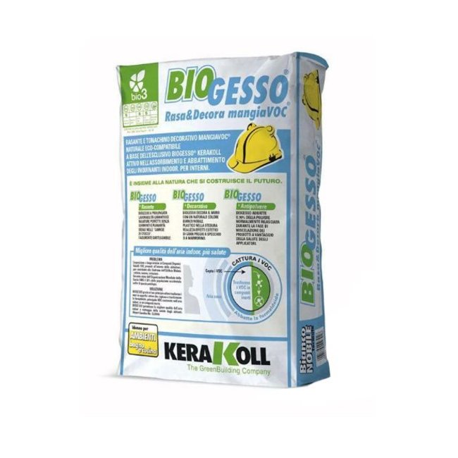 Kerakoll BioGesso gips fijnpleister Rasa Decora Mangia