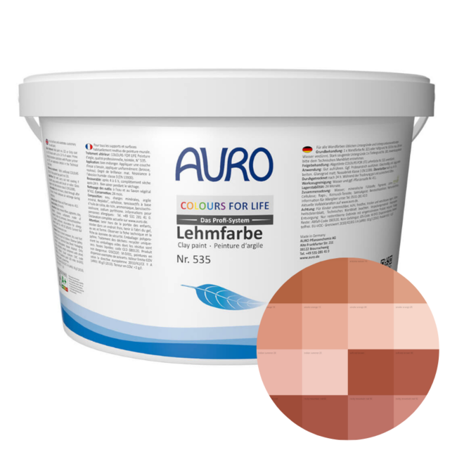 Auro 535 Colours For Life | Premium Leemverf | 10 liter | Roodtinten