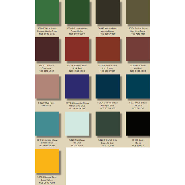 Allbäck  Kleurenwaaier Lijnolieverf | 40 kleuren