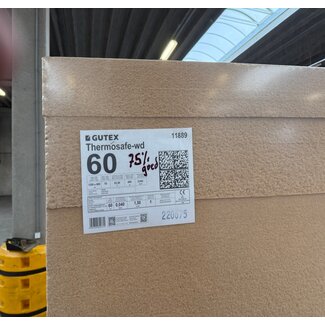 Gutex Uitverkoop: Thermosafe-wd 60mm, 125x60cm, 70 platen, 52.5m2, volle pallet