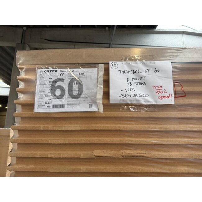 Gutex Uitverkoop:  Thermowall T+G, 60mm, 180x60cm, 80 platen, 77,76m2