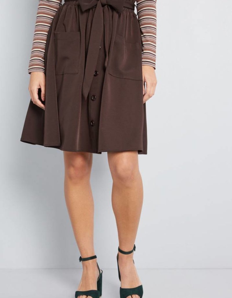 Ella Midi A-Line Brown Skirt