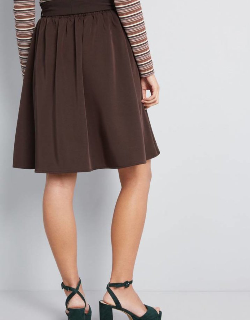 Ella Midi A-Line Brown Skirt