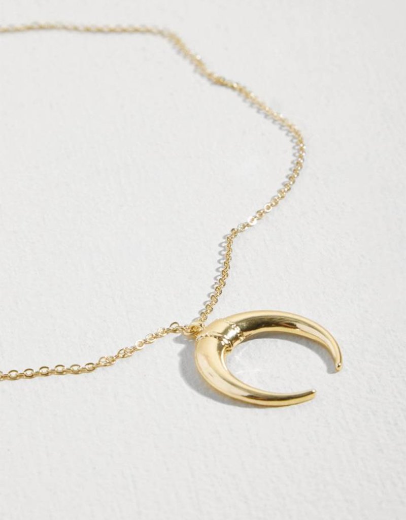 Ink + Alloy Half Moon Gold Pendant Necklace