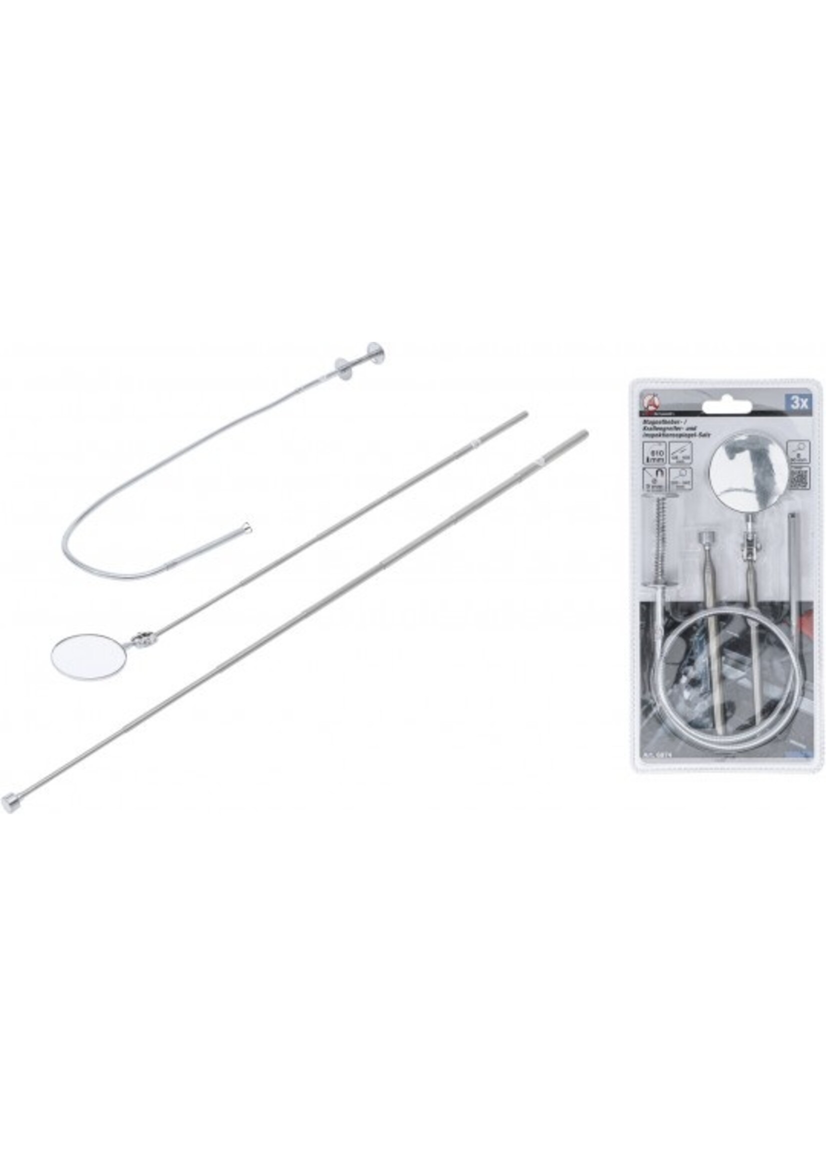 BGS Magneethulp, grijper en inspectiespiegelset 3-dlg.
